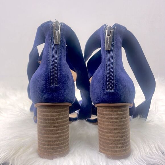 Vince Camuto | NEW 6.5 blue suede ankle wrap strappy chunky 3” heels,vc-… - Picture 5 of 10
